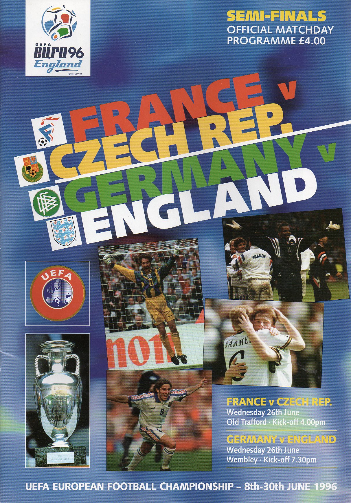 FRANCE V CZECH REPUBLIC & GERMANY V ENGLAND 1996 (EURO 96 SEMI FINALS ...
