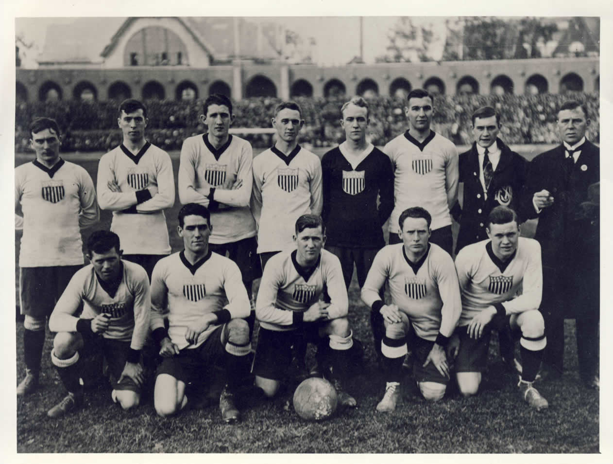 UNITED STATES (FIRST INTERNATIONAL MATCH) 1916 PRESS PHOTOGRAPH
