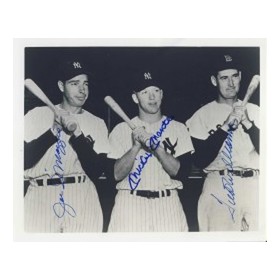 JOE DIMAGGIO, MICKEY MANTLE & TED WILLIAMS SIGNED PHOTOGRAPH