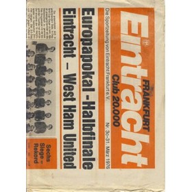 EINTRACHT FRANKFURT V WEST HAM UNITED 1975/76 (ECWC SEMI-FINAL) FOOTBALL PROGRAMME
