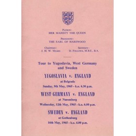 ENGLAND TOUR TO YUGOSLAVIA, WEST GERMANY AND SWEDEN 1965