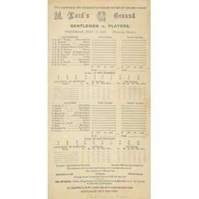 GENTLEMEN V PLAYERS 1935 CRICKET SCORECARD