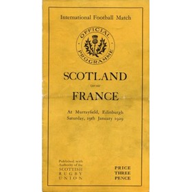 SCOTLAND V FRANCE 1929 RUGBY PROGRAMME