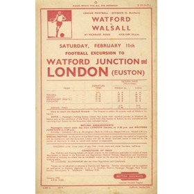 WATFORD V WALSALL 1950 FOOTBALL RAILWAY HANDBILL