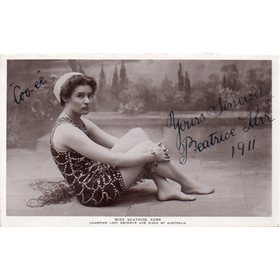 BEATRICE KERR (CHAMPION AUSTRALIAN SWIMMER) 1911 SIGNED POSTCARD