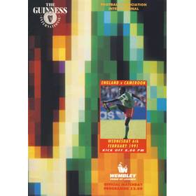 ENGLAND V CAMEROON 1991 FOOTBALL PROGRAMME