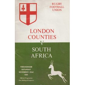 LONDON COUNTIES V SOUTH AFRICA 1969 RUGBY PROGRAMME