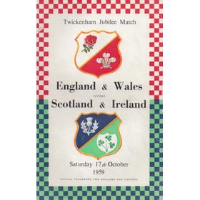 ENGLAND & WALES V SCOTLAND & IRELAND 1959 RUGBY PROGRAMME