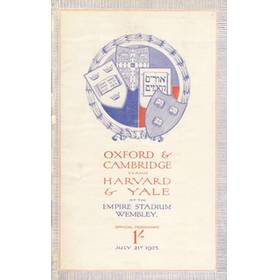 OXFORD & CAMBRIDGE V HARVARD & YALE 1923 ATHLETICS PROGRAMME (INCLUDES HAROLD ABRAHAMS)