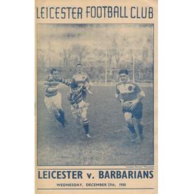 LEICESTER V BARBARIANS 1950 RUGBY PROGRAMME