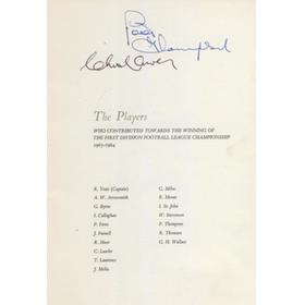 LIVERPOOL FIRST DIVISION CHAMPIONS 1964 (SIGNED DINNER MENU)