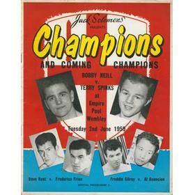 BOBBY NEILL V TERRY SPINKS 1959 BOXING PROGRAMME
