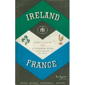 IRELAND V FRANCE 1963 RUGBY PROGRAMME