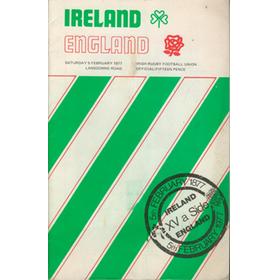 IRELAND V ENGLAND 1977 RUGBY PROGRAMME