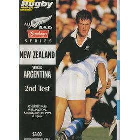 NEW ZEALAND V ARGENTINA 1989  (2ND TEST) RUGBY PROGRAMME