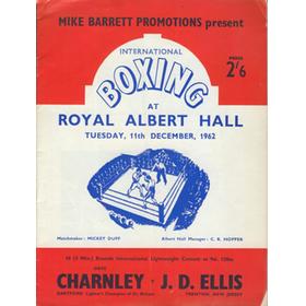 DAVE CHARNLEY V J.D. ELLIS 1962 BOXING PROGRAMME