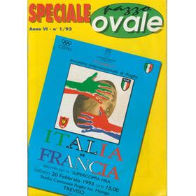 ITALY V FRANCE 1993 RUGBY PROGRAMME