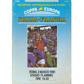 ITALY V FRANCE 1991 RUGBY PROGRAMME