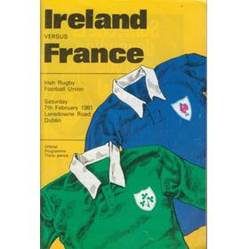 IRELAND V FRANCE 1981 RUGBY PROGRAMME (FRANCE GRAND SLAM SEASON)