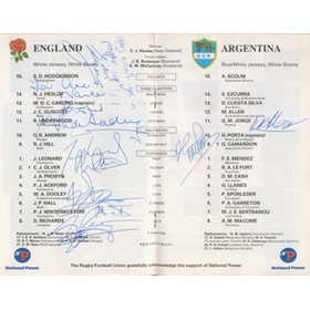ENGLAND V ARGENTINA 1990 SIGNED RUGBY PROGRAMME