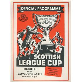 HEARTS V COWDENBEATH 1959 SCOTTISH LEAGUE CUP SEMI-FINAL PROGRAMME
