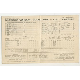 KENT V HAMPSHIRE 1948 CRICKET SCORECARD