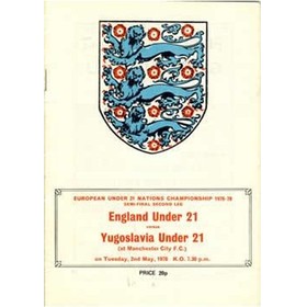 ENGLAND U21 V YUGOSLAVIA U21 1978 FOOTBALL PROGRAMME