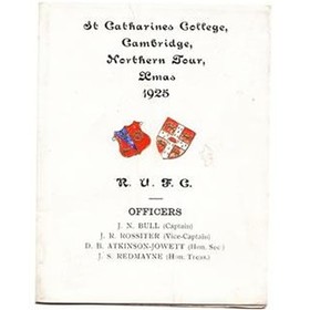 ST. CATHERINES COLLEGE, CAMBRIDGE 1925 fixture card