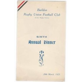 BAILDON RFC 1925 RUGBY MENU CARD