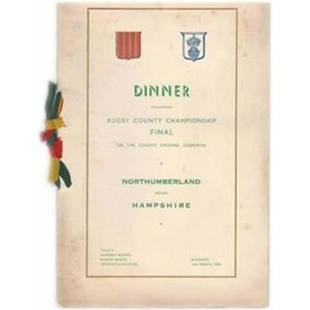 NORTHUMBERLAND V HAMPSHIRE (COUNTY CHAMPIONSHIP FINAL) 1936 RUGBY MENU CARD
