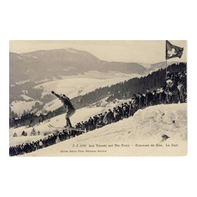 LES RASSES SUR STE. CROIX - CONCOURS DE SKIS. LE SAUT (SWITZ.) postcard