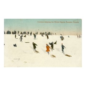 CHILDREN ENJOYING THE WINTER SPORTS, TORONTO, CANADA (postcard)