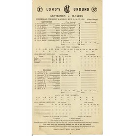 GENTLEMEN V PLAYERS 1953 CRICKET SCORECARD