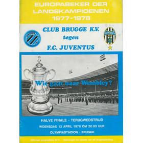 CLUB BRUGGE V JUVENTUS 1978 (EUROPEAN CUP SEMI-FINAL) FOOTBALL PROGRAMME