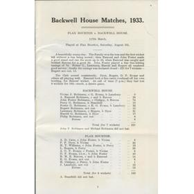 FLAX BOURTON V BACKWELL HOUSE 1933 (ROBINSON FAMILY) CRICKET SCORECARD