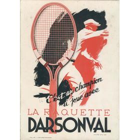 LA RAQUETTE DARSONVAL - TENNIS DISPLAY CARD 1932