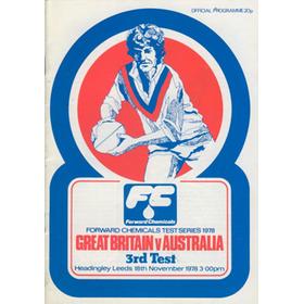 GREAT BRITAIN V AUSTRALIA 1978 (3RD TEST) RUGBY LEAGUE PROGRAMME