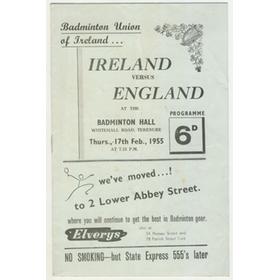 IRELAND V ENGLAND BADMINTON MATCH 1955 PROGRAMME