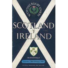 SCOTLAND V IRELAND 1959 RUGBY PROGRAMME