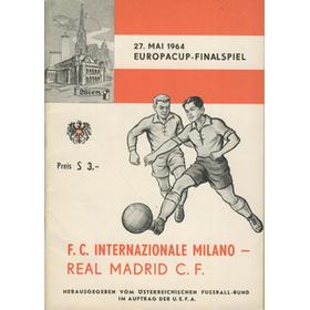 INTER MILAN V REAL MADRID 1964 (EUROPEAN CUP FINAL) FOOTBALL PROGRAMME