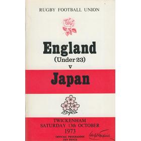 ENGLAND (UNDER 23) v JAPAN 1973 RUGBY PROGRAMME