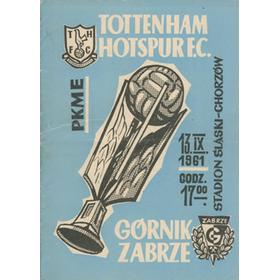 GORNIK ZABRZE V TOTTENHAM HOTSPUR 1961 (EUROPEAN CUP) FOOTBALL PROGRAMME - SPURS