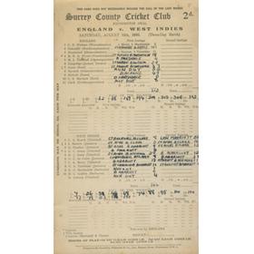 ENGLAND V WEST INDIES 1933 (OVAL) CRICKET SCORECARD