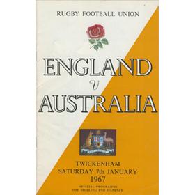 ENGLAND V AUSTRALIA 1967 RUGBY PROGRAMME