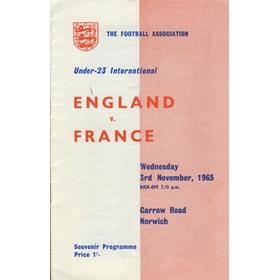 ENGLAND V FRANCE 1965 UNDER-23 INTERNATIONAL FOOTBALL PROGRAMME