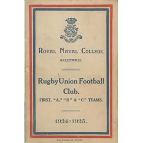 ROYAL NAVAL COLLEGE (GREENWICH) R.F.C. FIXTURES LIST 1924-25