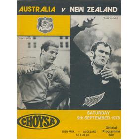 NEW ZEALAND V AUSTRALIA 1978 RUGBY PROGRAMME (3RD TEST)