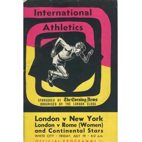 LONDON V NEW YORK 1957 (WHITE CITY) ATHLETICS PROGRAMME