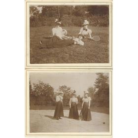 TENNIS GROUPS AT CHATEAU DE SAINT VITU, BELGIUM, 1897 - 2 PHOTOGRAPHS