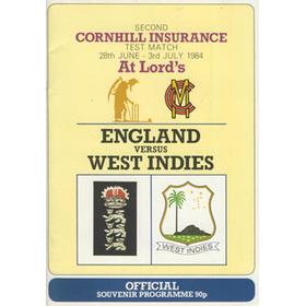 ENGLAND V WEST INDIES 1984 2ND TEST (LORD